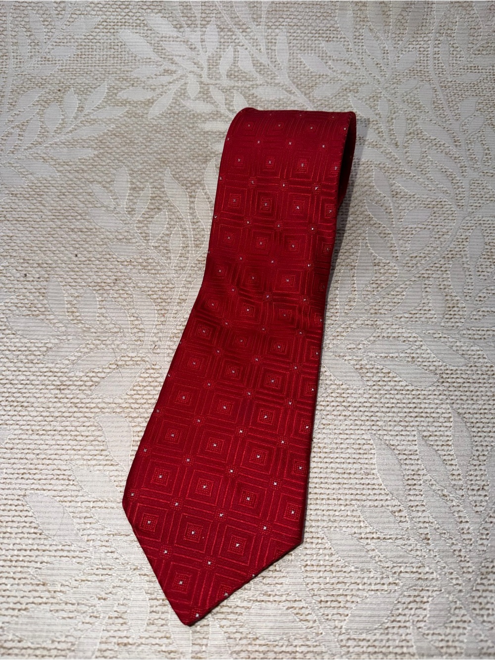 PRONTO- UOMO 100% Silk Vintage Men Neck Tie Vtg Old School Red